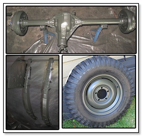 Photo of painted axles, springs and tire