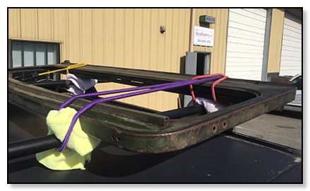 Sand Blasting the Windshield Frame