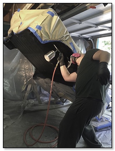 Photo of undercoating Jeep tub